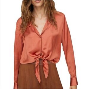 Aritzia Wildred Tie-front Satin Blouse